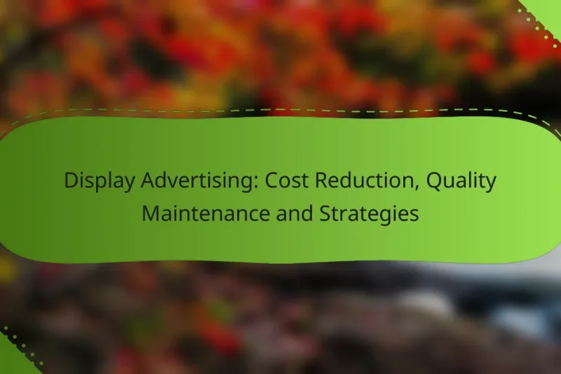 Display Advertising: Cost Reduction, Quality Maintenance and Strategies