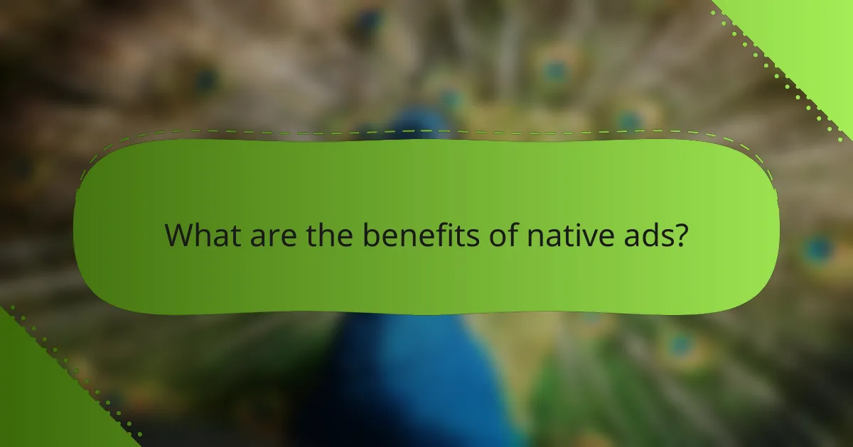 What are the benefits of native ads?