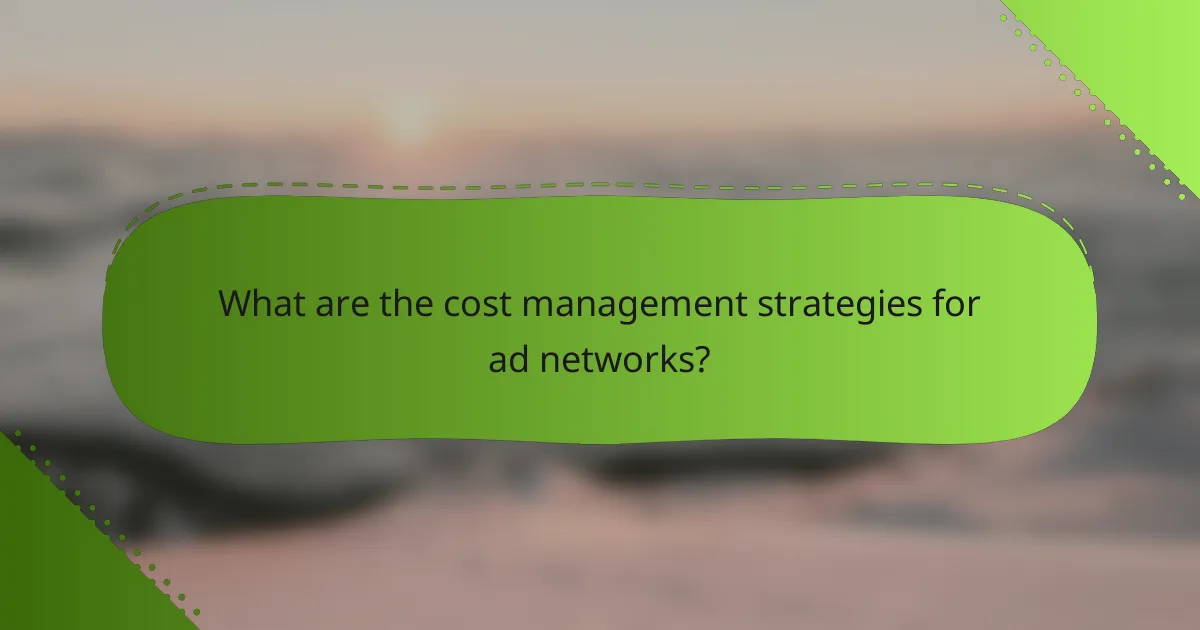 What are the cost management strategies for ad networks?