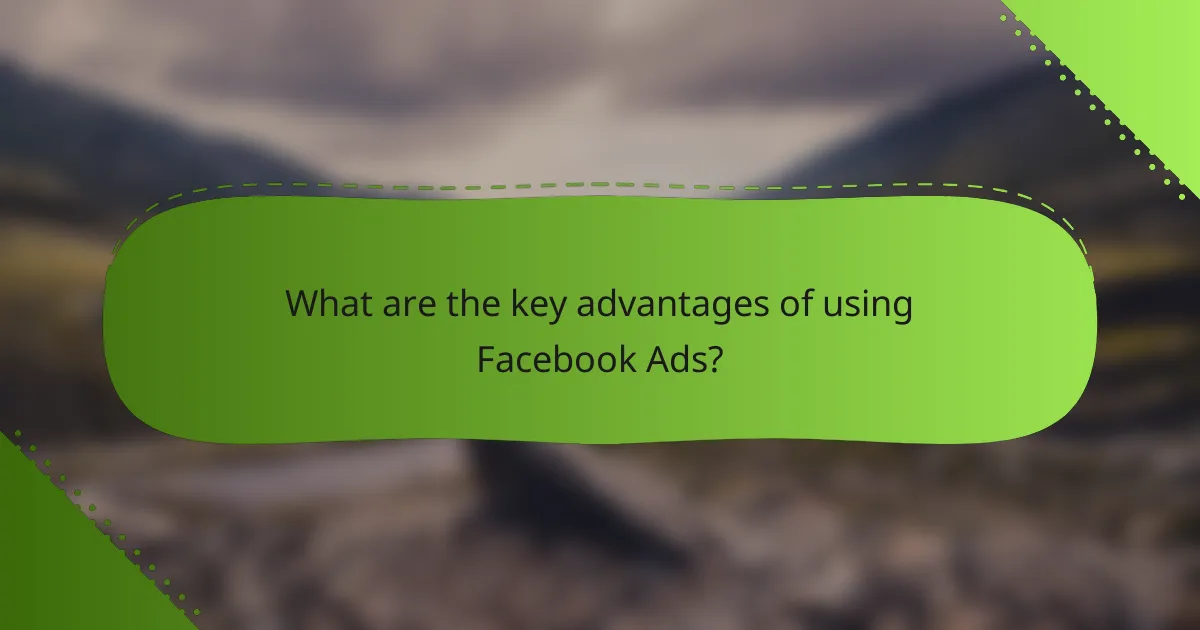 What are the key advantages of using Facebook Ads?