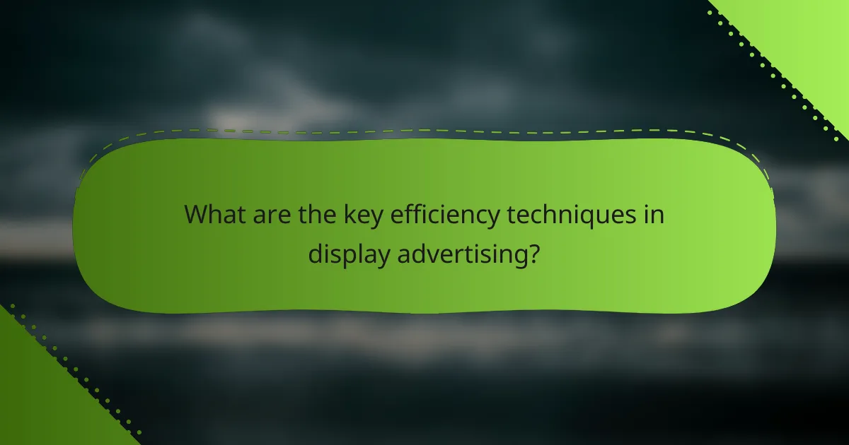 What are the key efficiency techniques in display advertising?